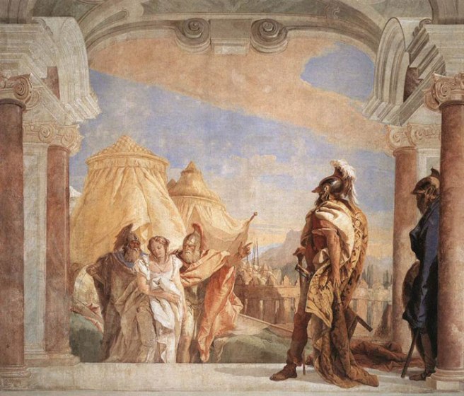 Tiepolo, Agamemnon neemt Briseïs in ontvangst, 1757, Villa Valmarana, Vicenza